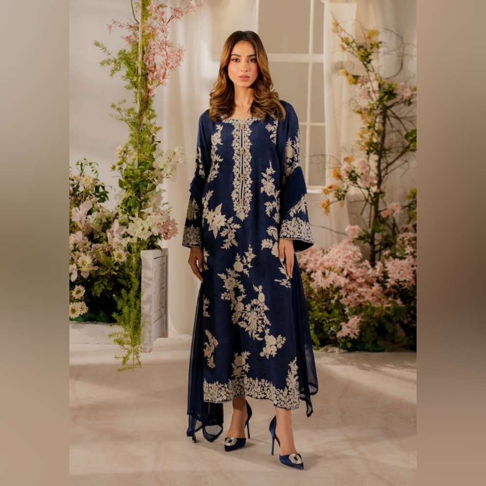 Navy Blue Embroidered Women’s Dress